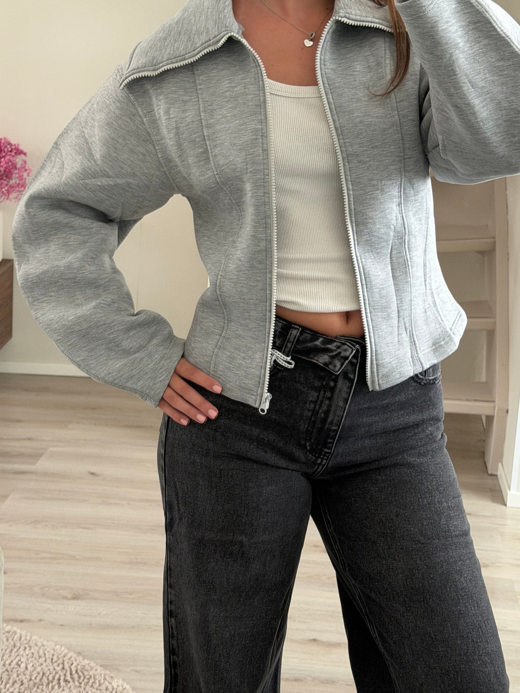 Fitted Zip Vest – Grijs