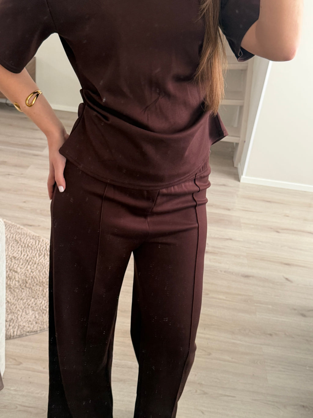 Chocolate Lounge Set – Top & Wide Leg Broek