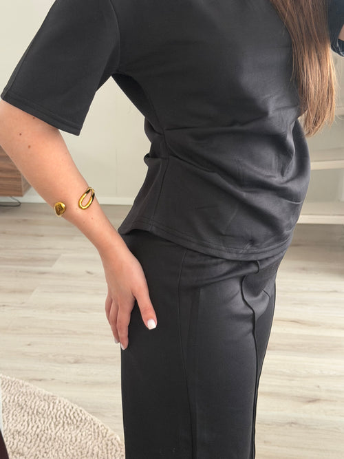 Black Lounge Set – Top & Wide Leg Broek