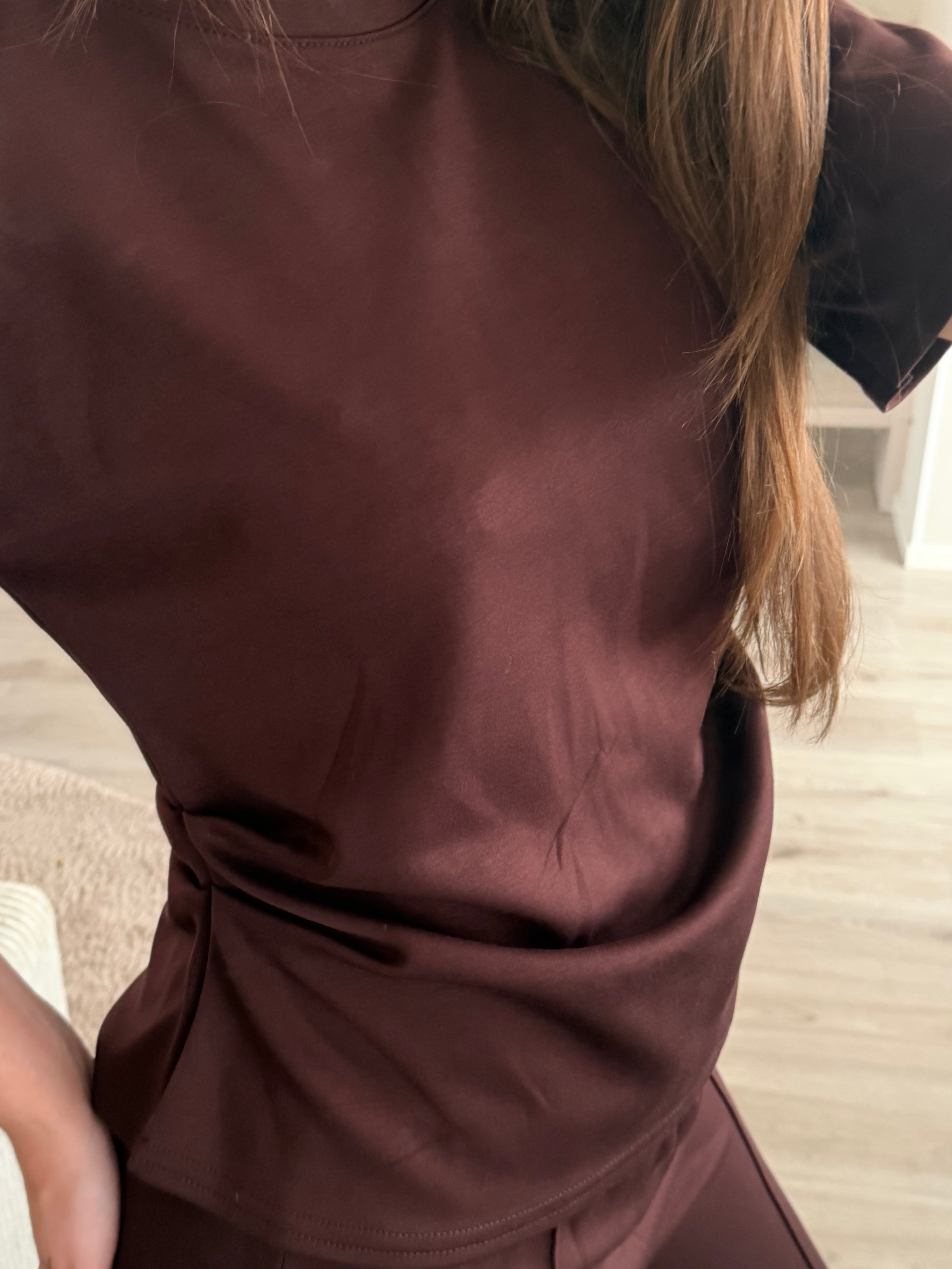Chocolate Lounge Set – Top & Wide Leg Broek