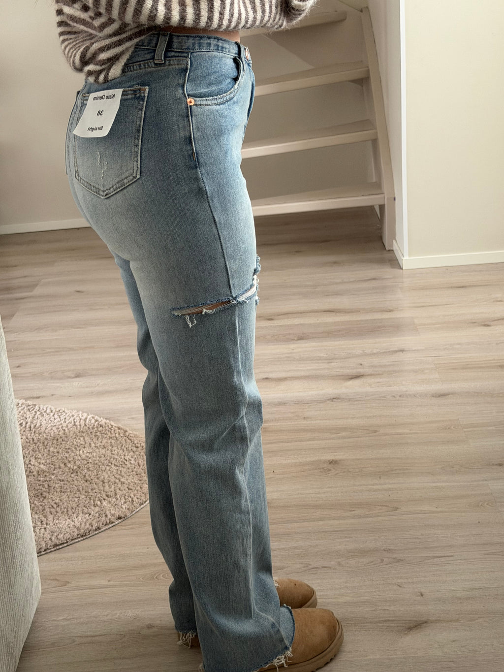Ripped Straight Jeans