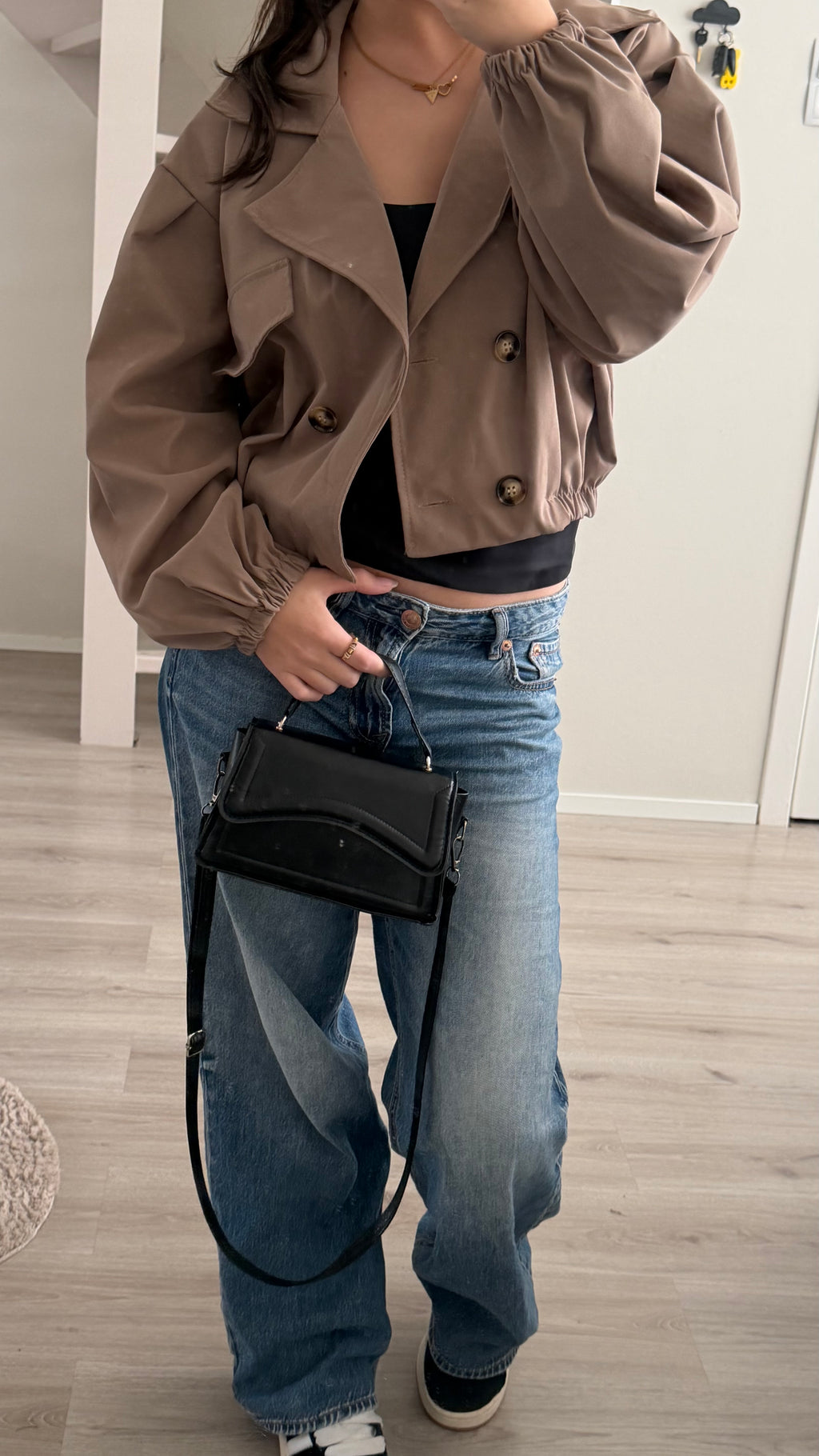 Milano Cropped Trench Jacket – Taupe