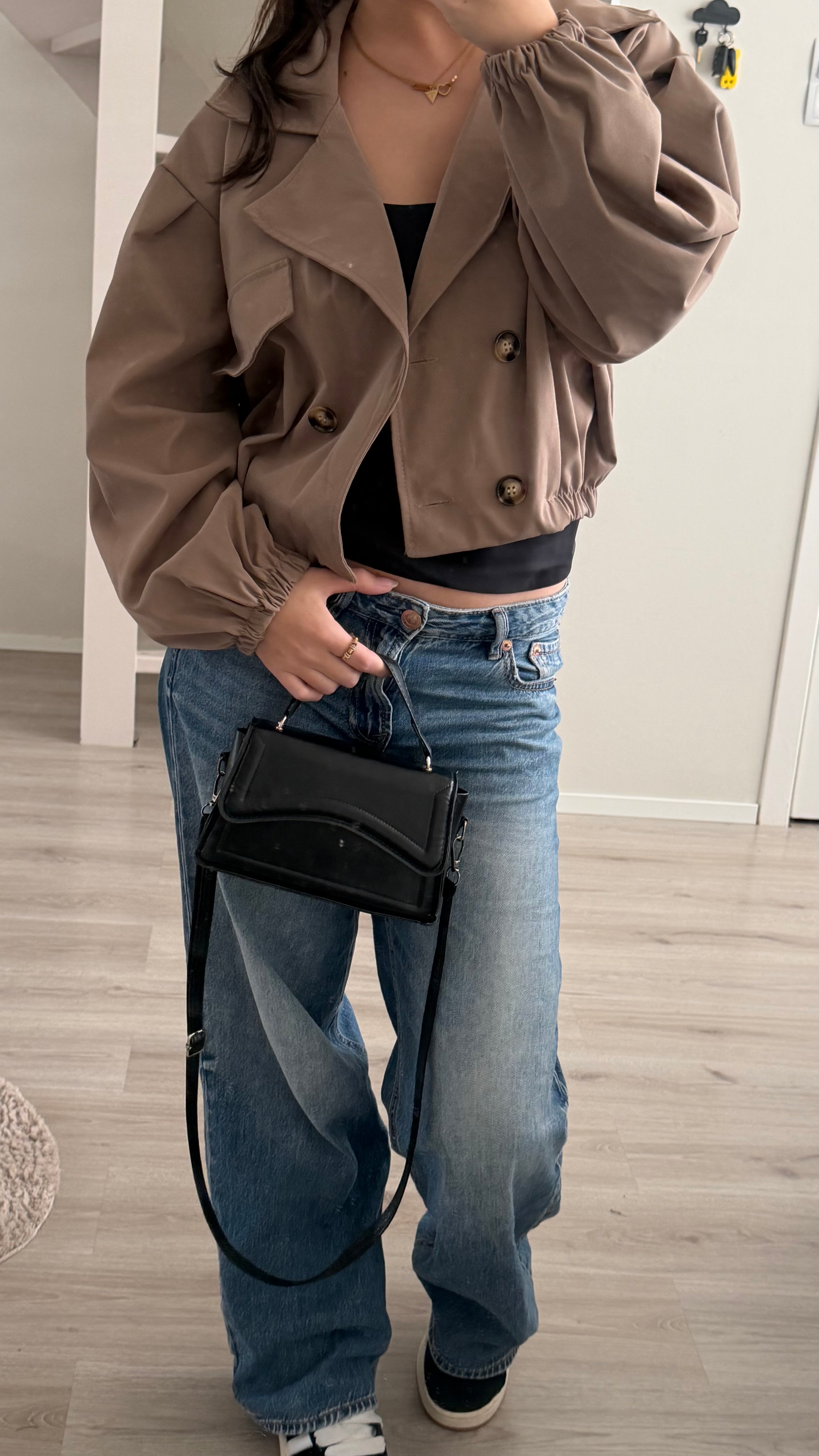 Milano Cropped Trench Jacket – Taupe
