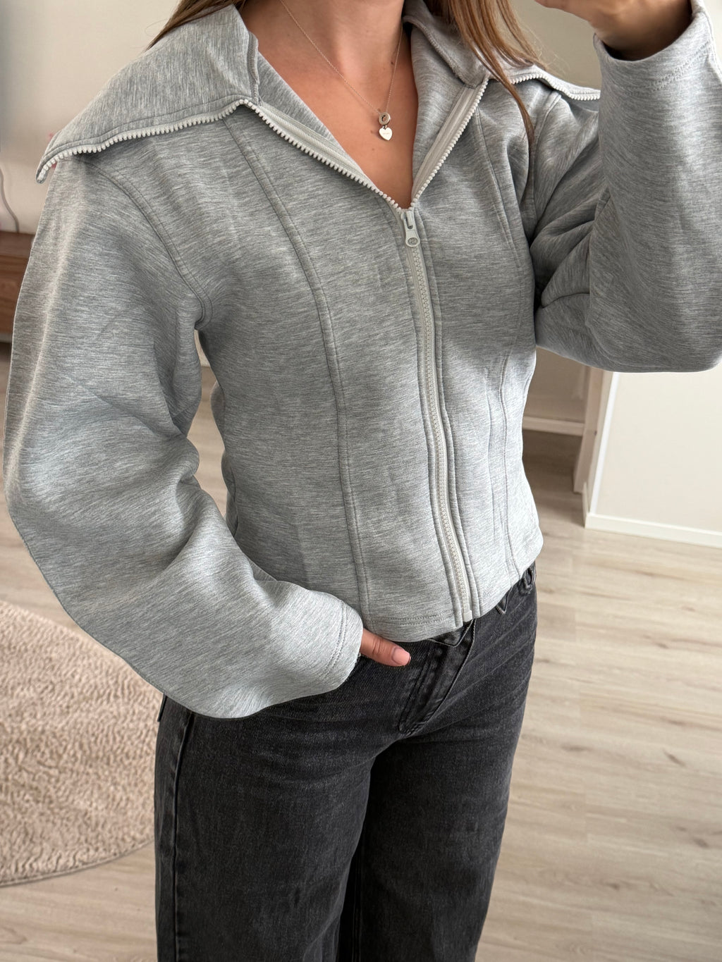 Fitted Zip Vest – Grijs