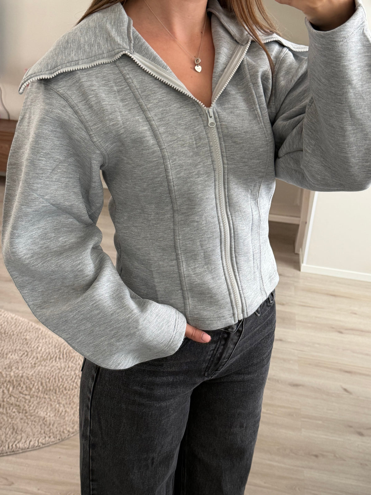 Fitted Zip Vest – Grijs