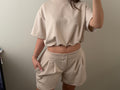 Co-ord Set beige – Cropped Top & Tailored Short