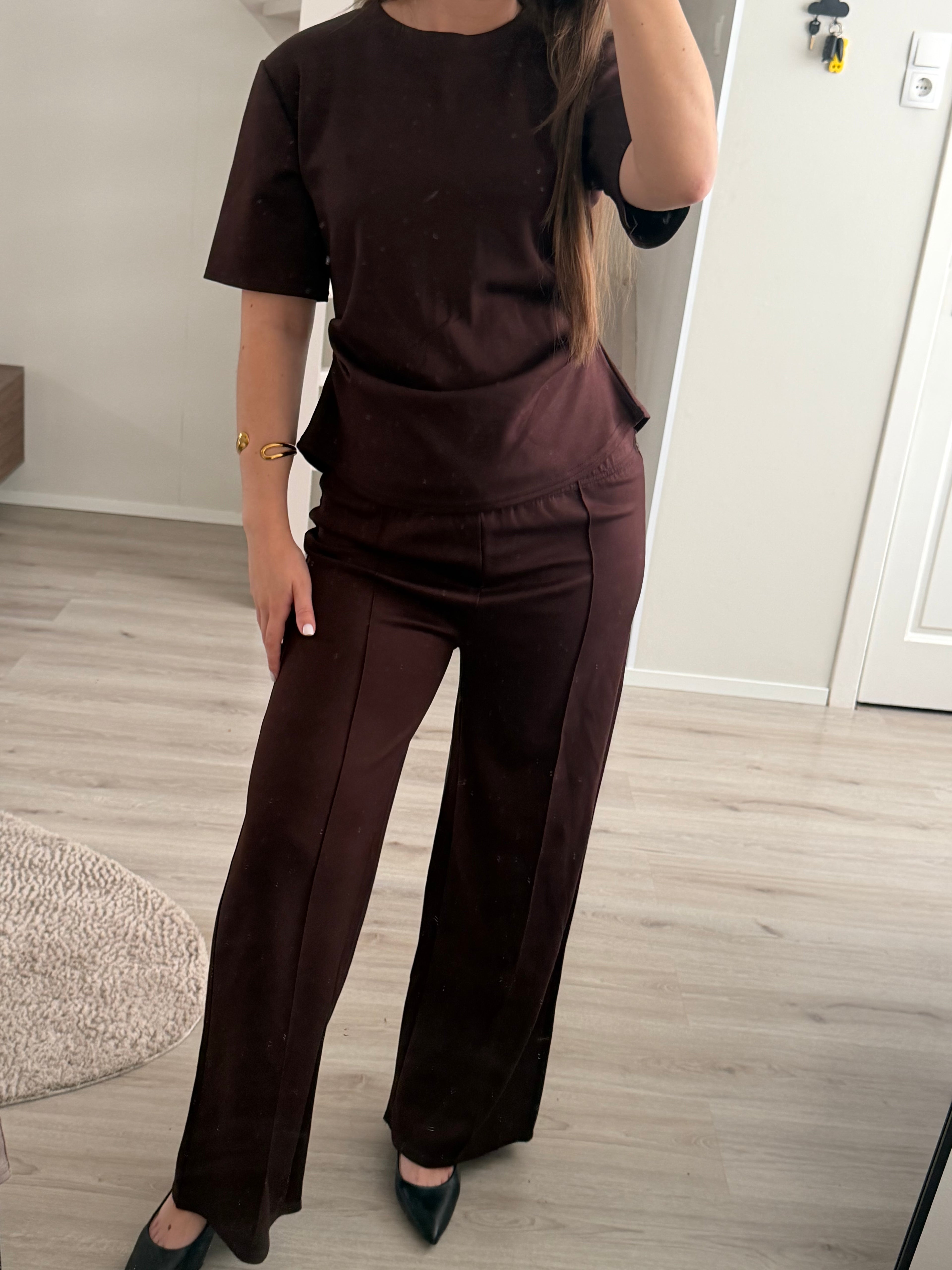 Chocolate Lounge Set – Top & Wide Leg Broek
