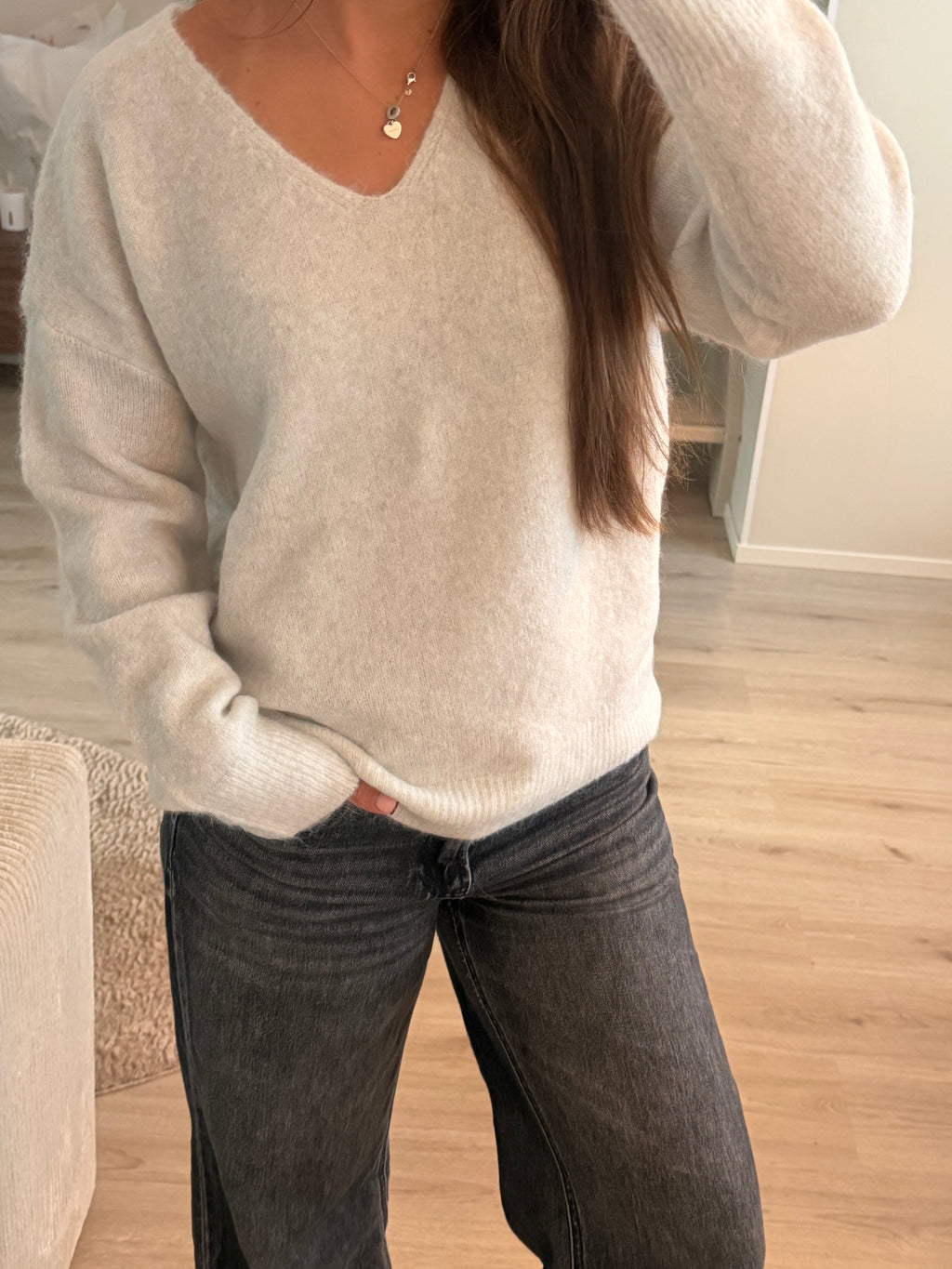 Soft V-Neck trui – Cream