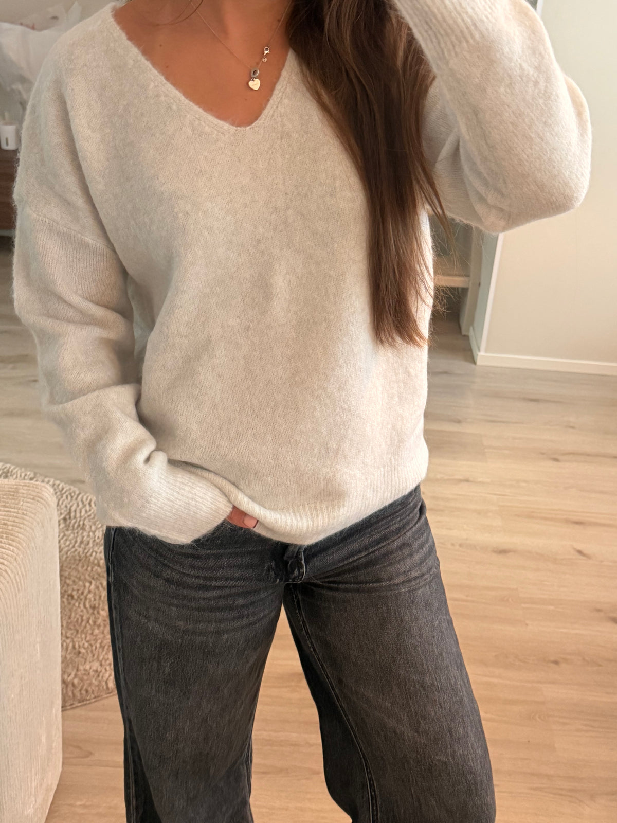 Soft V-Neck trui – Cream